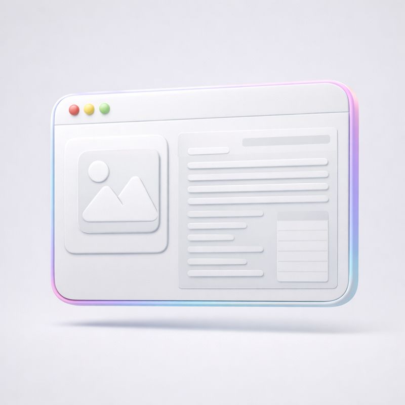 Diseño minimalista de páginas web en Panamá representado con icono 3D de interfaz moderna